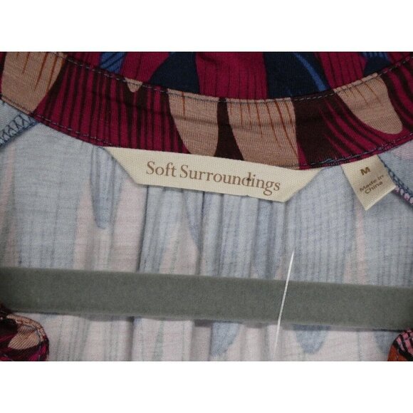 NWOT Soft Surroundings Midi Shirt Dress Women M Ancient Isle Jersey Colorfu Boho - Picture 3 of 12